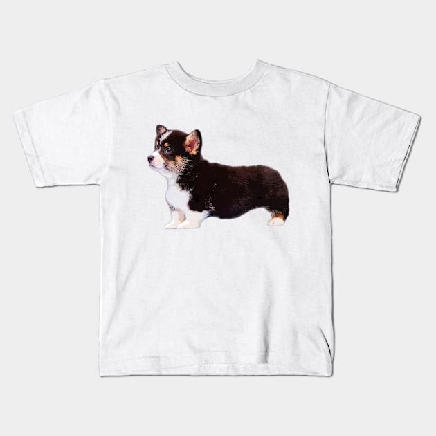 Corgi Tri Color Puppy Dog Kids T-Shirt by ElegantCat